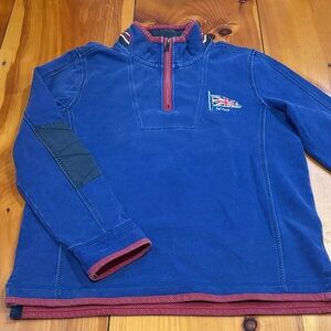 FAT FACE Men's L Iconic Airlie Vintage Wash Quarter Zip Sweatshirt French Blue